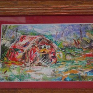 New, "Colorado Farmland" print matted & framed by Texas Artist Davila, signed